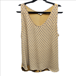 LOFT Woman's Yellow Sleeveless Patterned Shell Size XL
